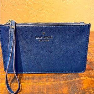 Kate Spade Navy Blue Saffiano Leather Slim Wristlet Like New!